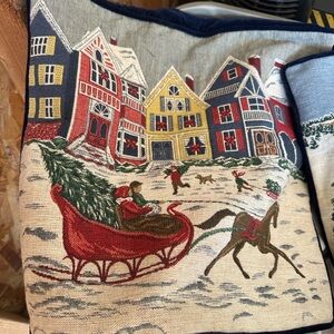 Festive Christmas Tapestry Pillow Cover